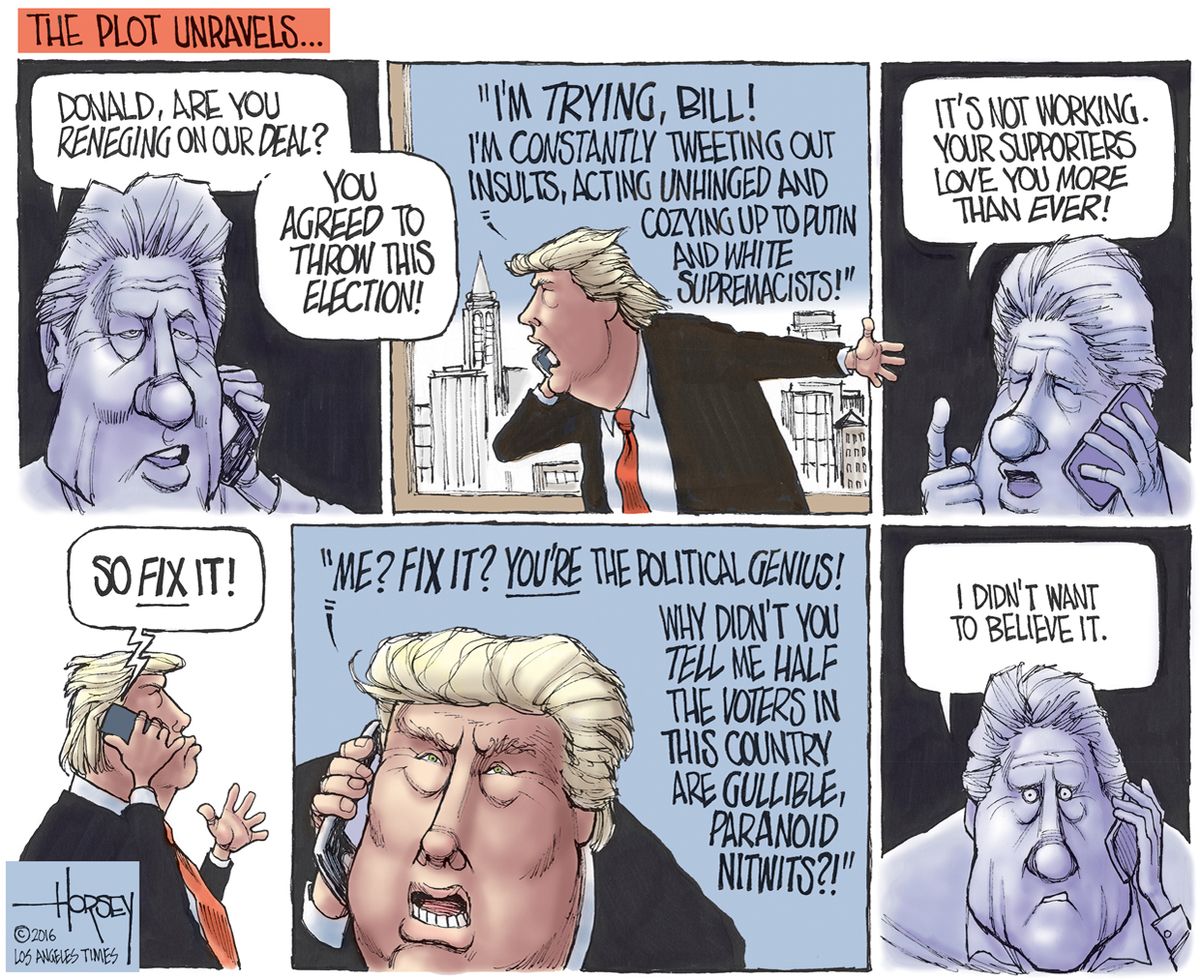 Political Cartoon U.s. Donald Trump Bill Clinton Conspiracy Election 