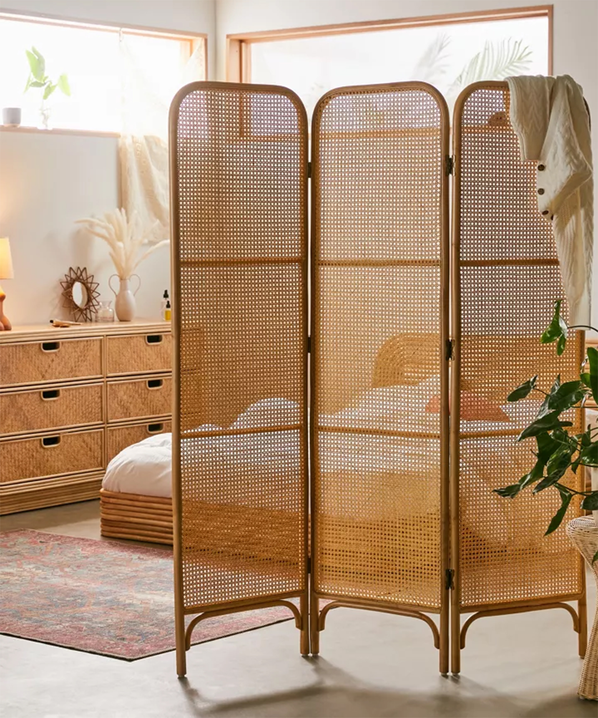 Shared bedroom ideas: Rattan Ria Room Divider Screen by Urban Outfitters