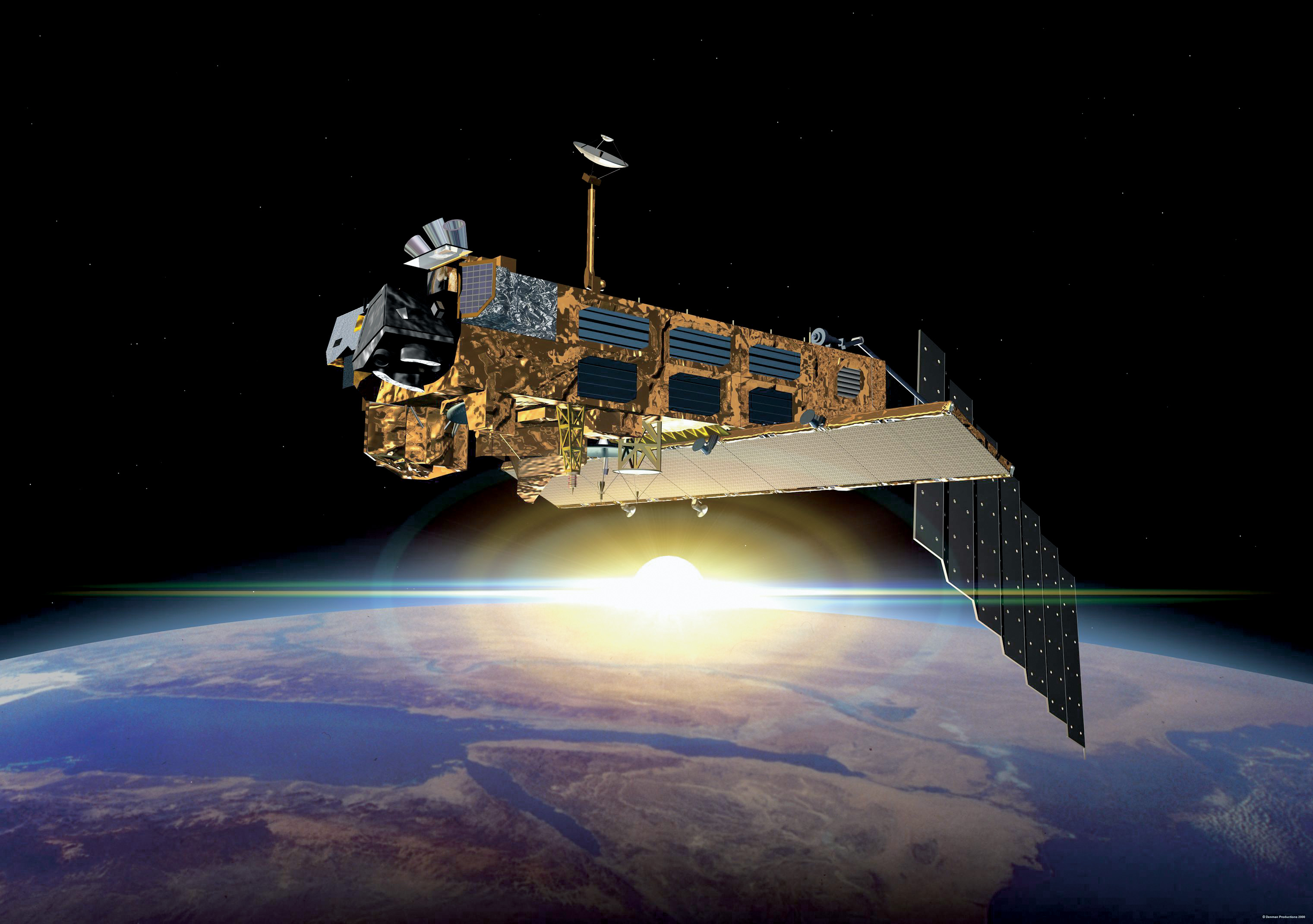 Artist's impression of the European Space Agency's huge Envisat Earth-observing satellite, which stopped communicating with Earth in April 2012.