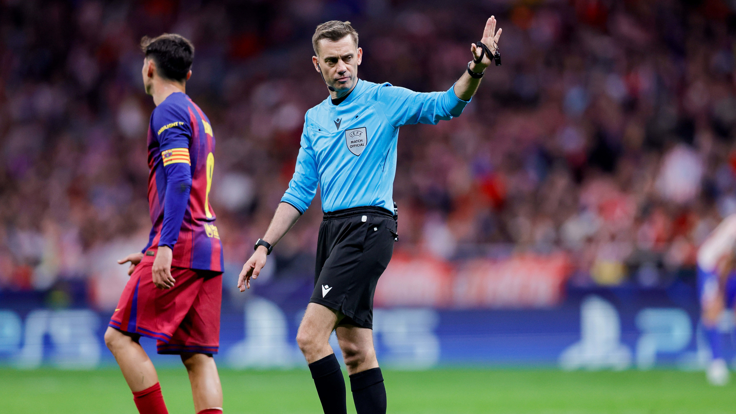 Clement Turpin referees clash between Barcelona and Atletico Madrid