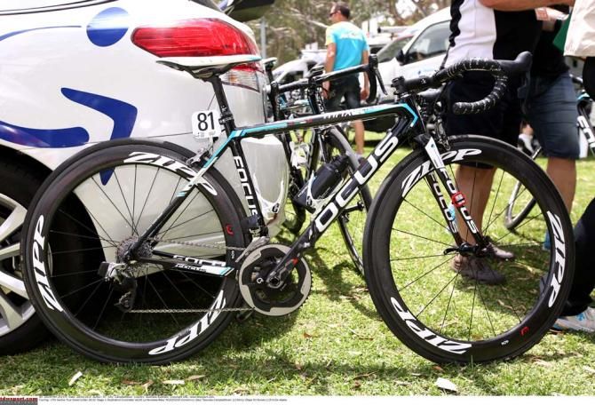 Domenico Pozzovivo's Focus equipped with a prototype of the SRAM wireless electronic transmission system