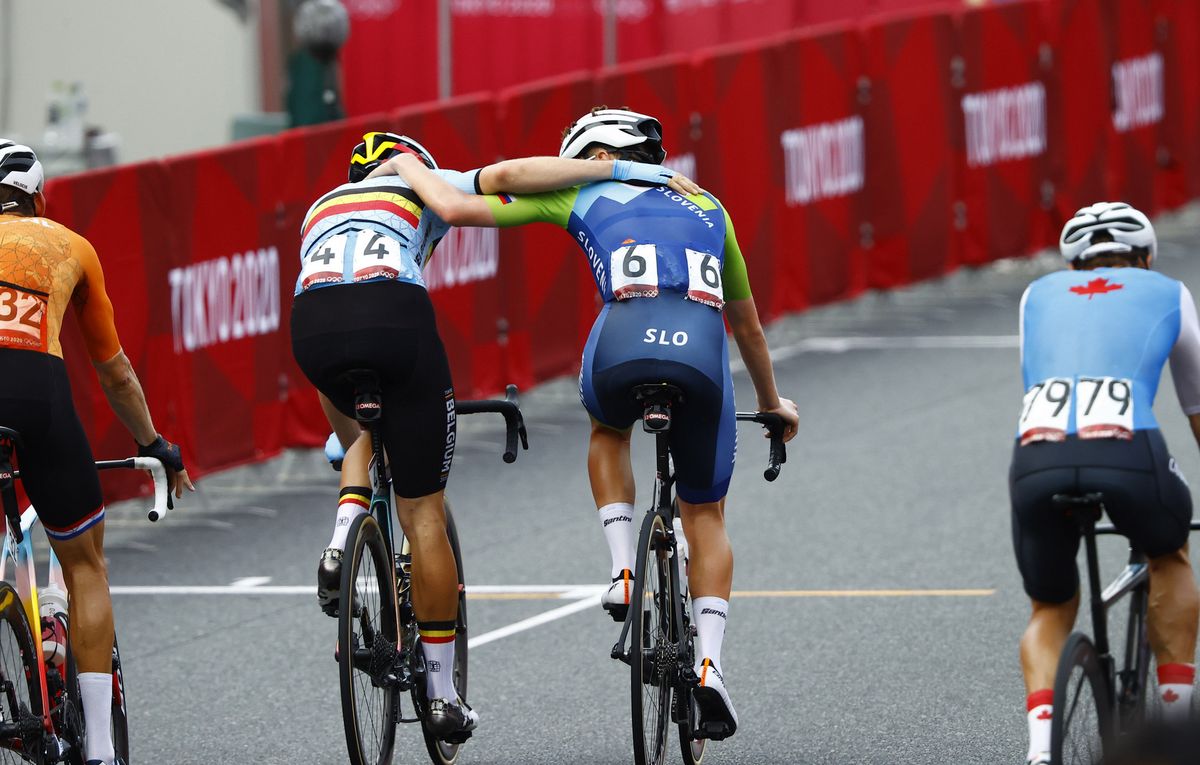 Tokyo 2020 Olympic Games - Olimpiadi Tokyo 2020 - Men's Road Race - Musashinonomori Park - Fuji Internetional Speedway 234 km - 24/07/2021 - Wout Van Aert (BEL - Jumbo - Visma) - Tadej Pogacar (SLO - UAE Team Emirates) - photo Luca Bettini/BettiniPhoto&Acirc;&copy;2021