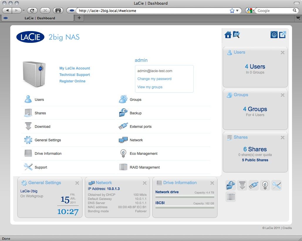 LaCie 2big Nas 6TB - Widgets