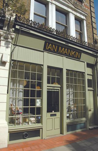 Green shop front: Ian Mankin, 2 IM Primrose Hill London