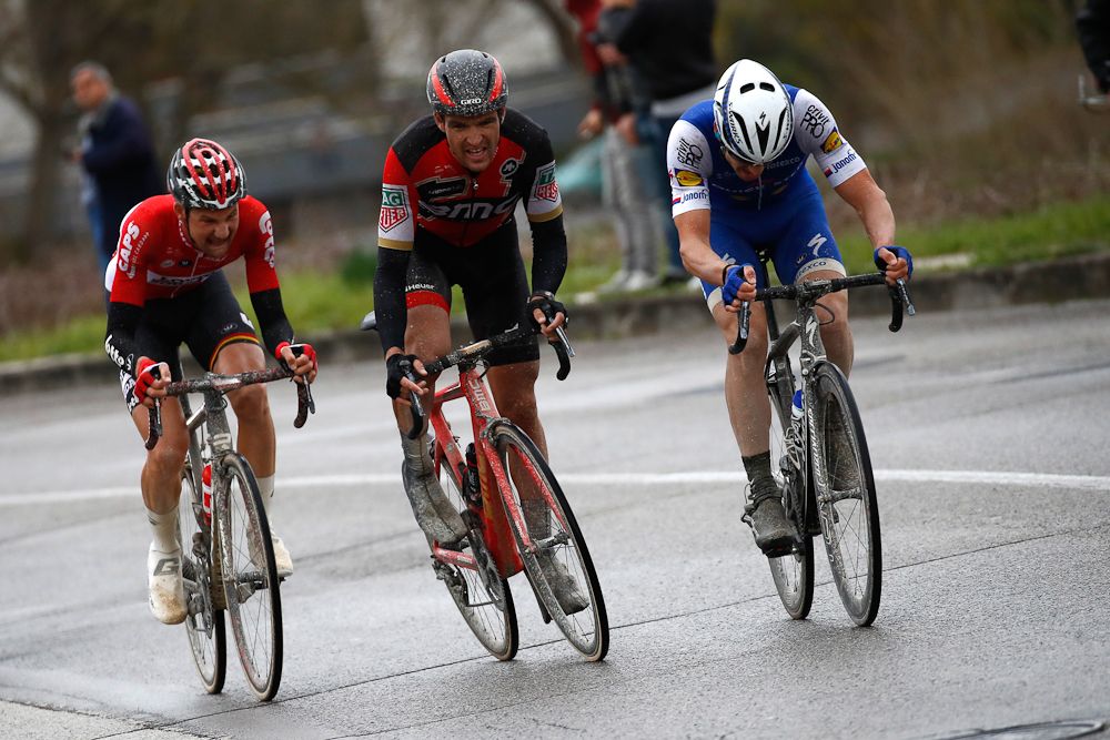 Tim Wellens (Lotto Soudal), Greg Van Avermaet (BMC) and Zdenek Stybar (Quick-Step Floors)
