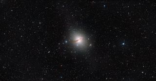 This huge elliptical galaxy NGC 5128 (also known as Centaurus A) is the closest galaxy of its type to the Earth, lying at a distance of about 12 million light-years.