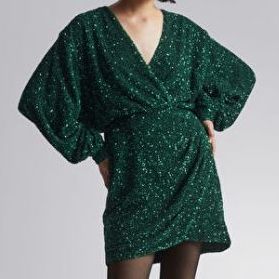 Wrap-Effect Sequin Mini Dress