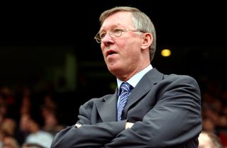 Sir Alex Ferguson looks on during a Manchester United game against Charlton Athletic in May 2003.