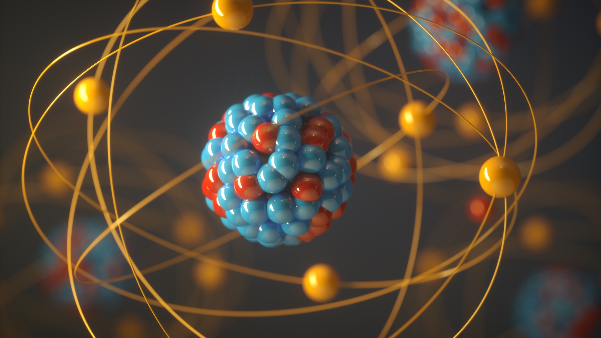 a 3D illustration of an atom&#039;s structure