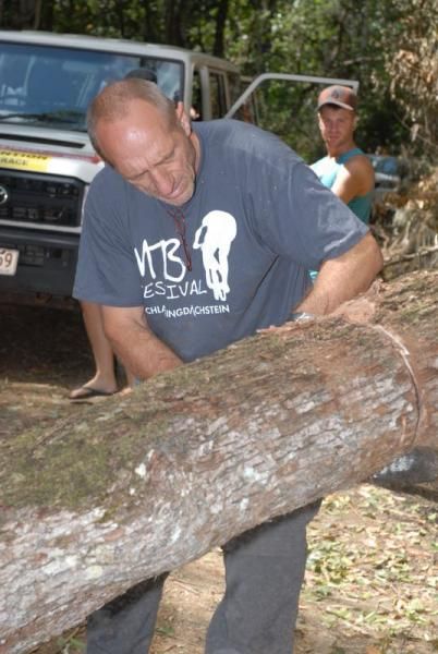 Race organisers made short work of the fallen tree