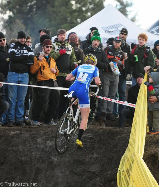 Georgia Gould (Luna Pro Team) has trouble with a short steep climb