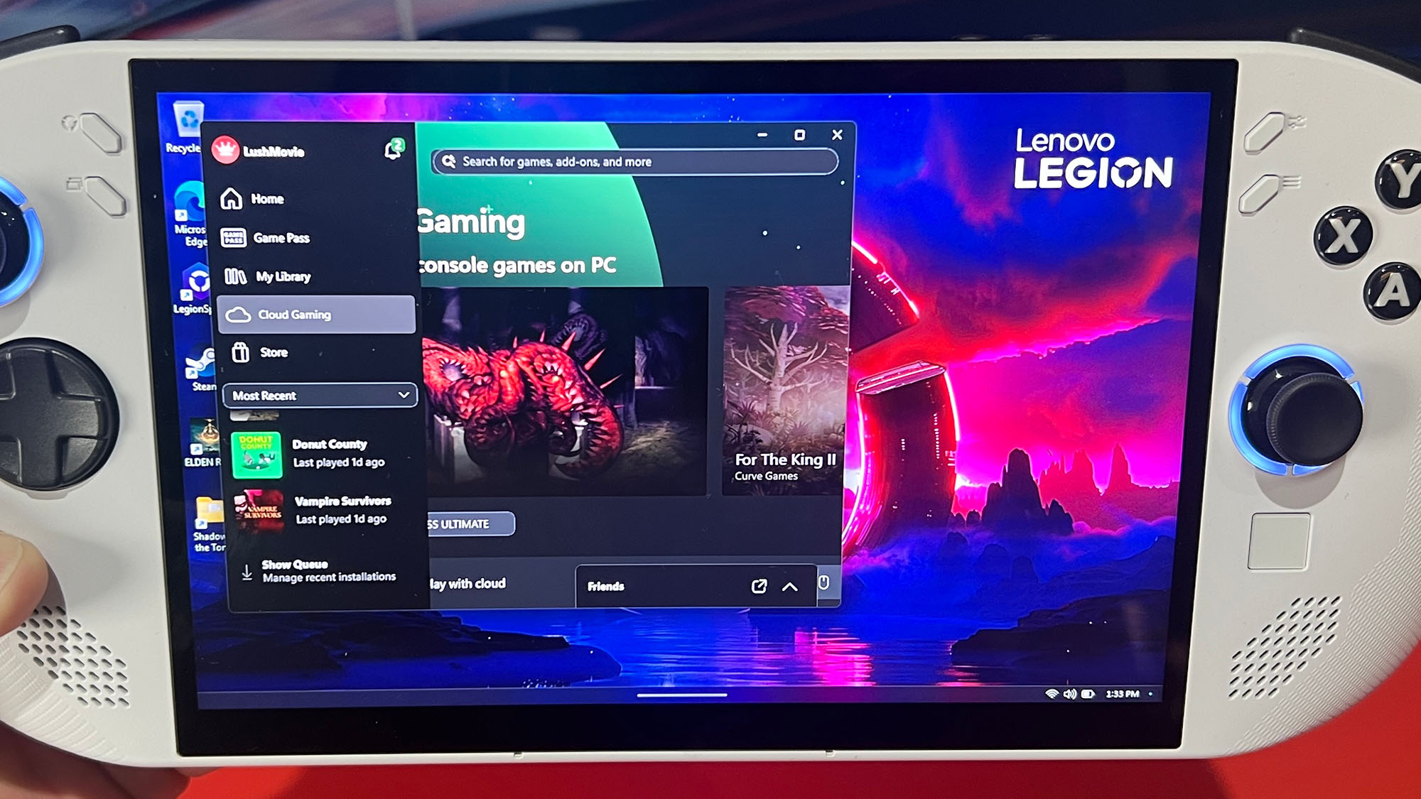 The Windows 11 OS interface on the Lenovo Legion Go S