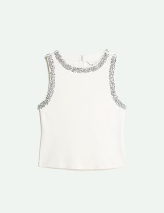 Embellished Ribbed Top