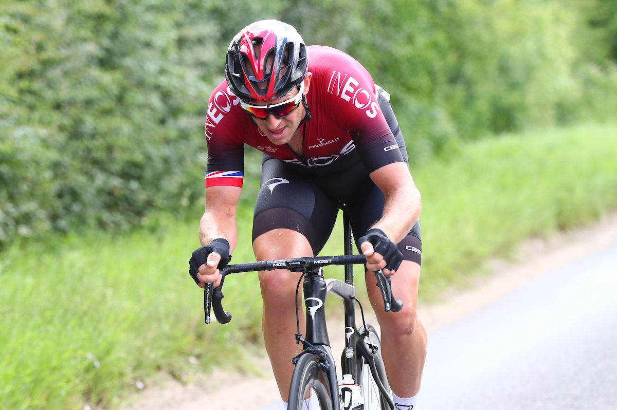 Ian Stannard on his own off the front