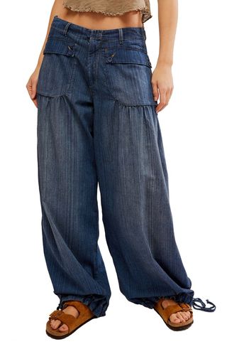 Lotus High Waist Tie Hem Barrel Leg Jeans