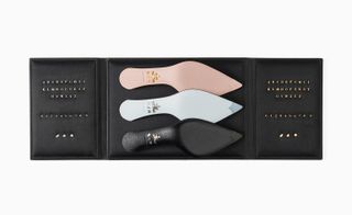 Display of Prada customisable shoe soles and lettering to choose from