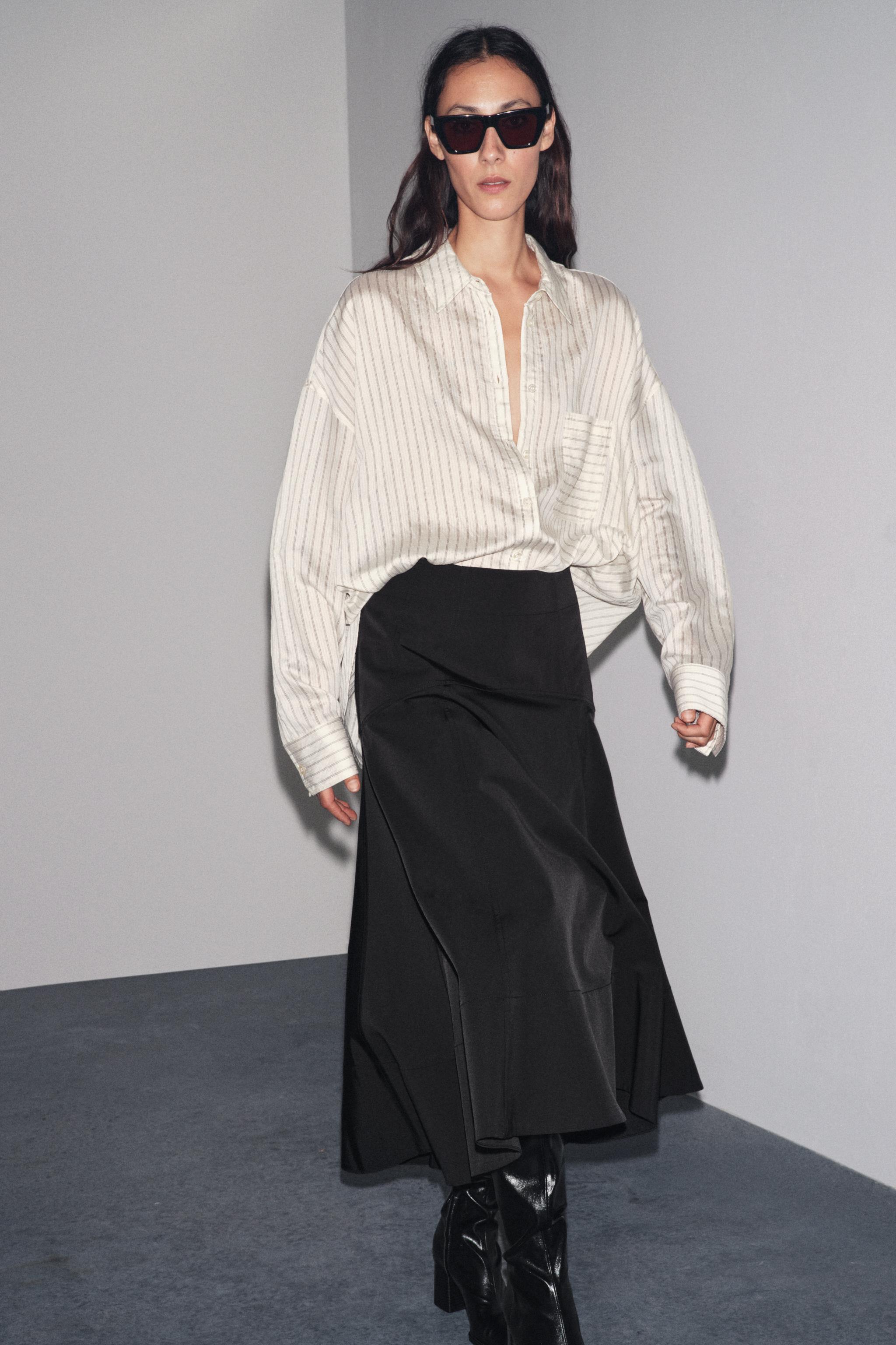 Zw Collection Flared Belt Skirt