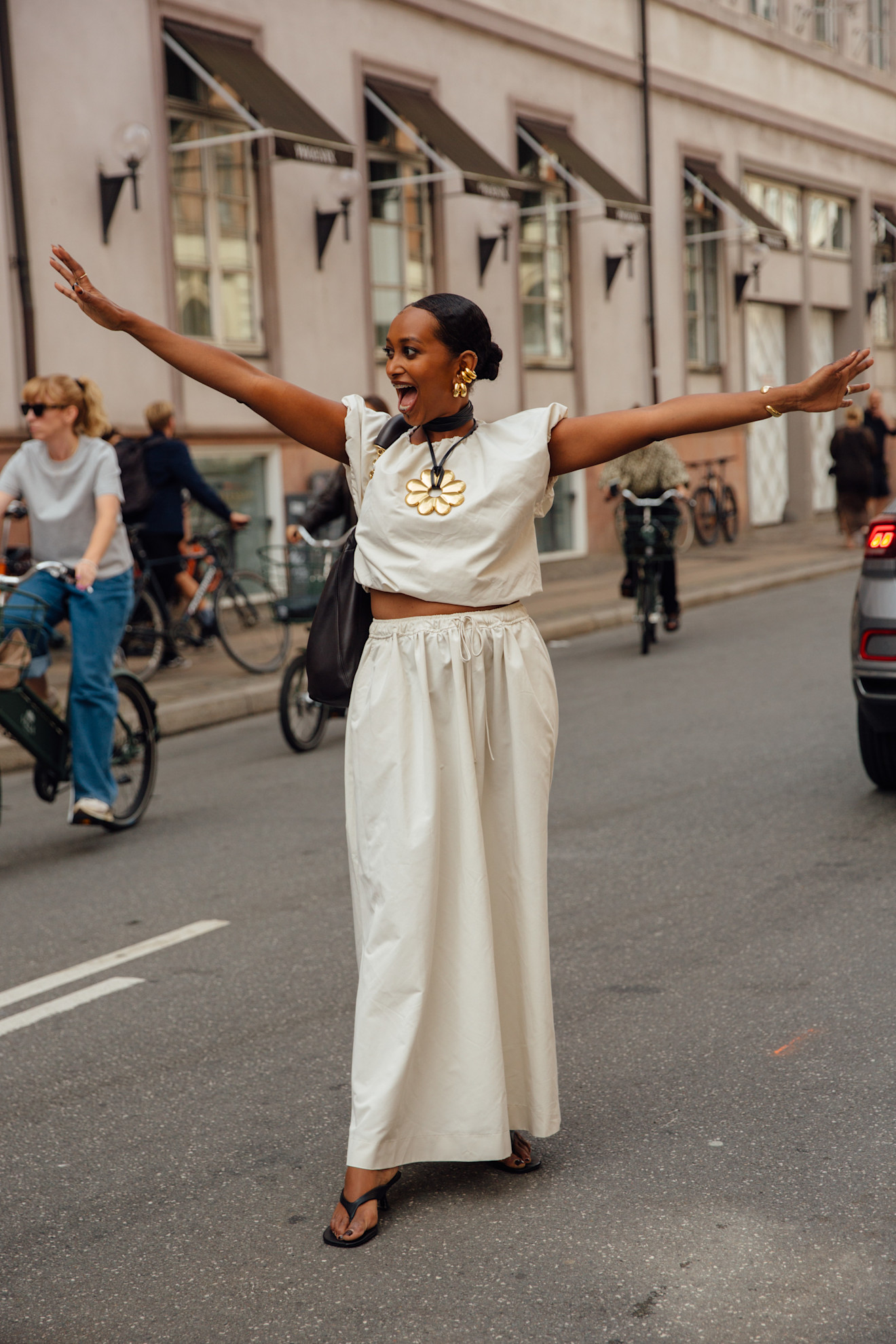 woman in euro summer vacation outfit
