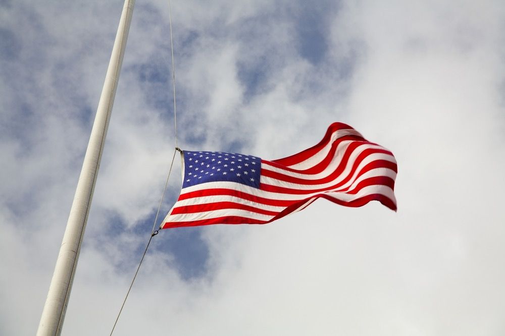 American flag at half-staff.