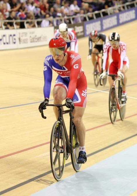 Jason Kenny (GBr) won his Keirin round one heat