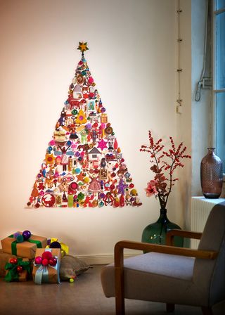 A Christmas Tree designed by MYK Berlin using colorful adhesive wall sticker decor