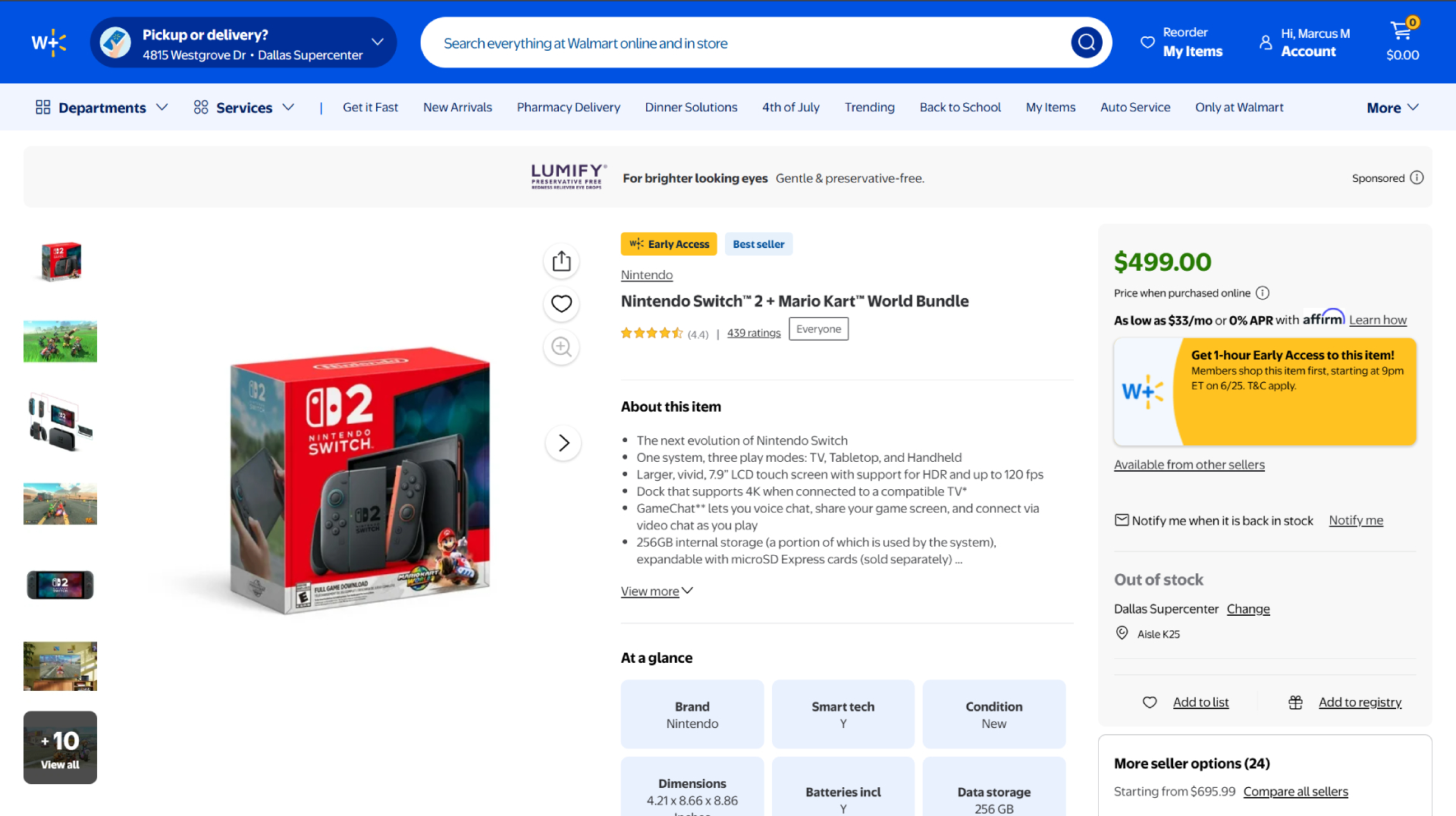 Walmart Nintendo Switch 2 listing