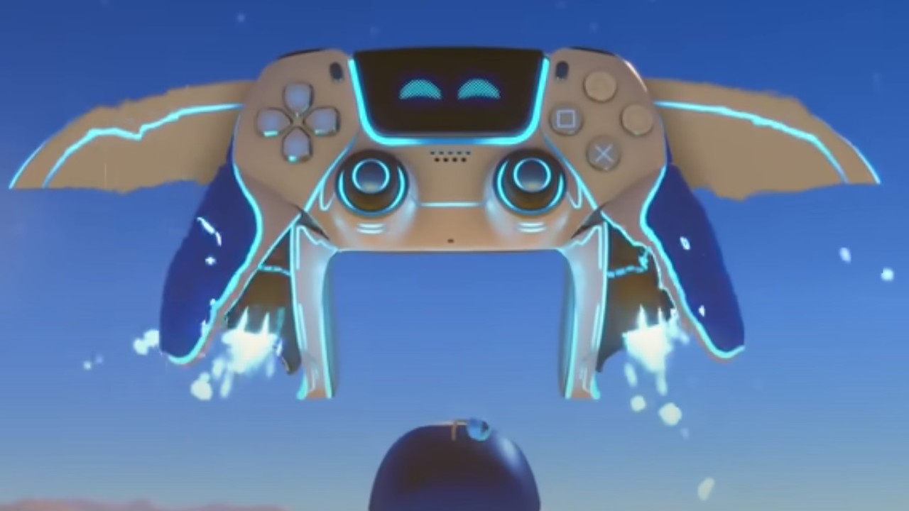 Astro Bot getting ready to board his PlayStation 5 spacecraft