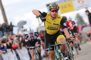 Dylan Groenewegen sprints to the win during stage 2 at Paris-Nice