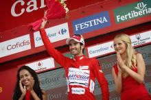 For the first time in his career Daniel Moreno (Katusha) dons the leader's jersey at a Grand Tour