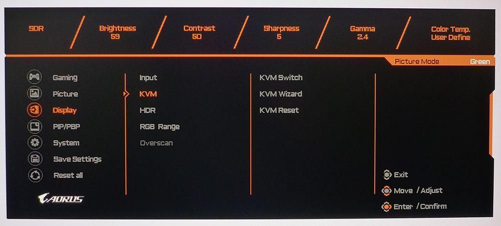 Gigabyte Aorus FI32U - OSD