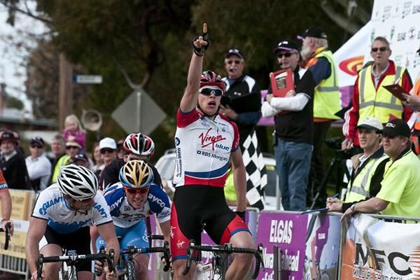 Scott Law (Virgin Blue/RBS Morgans) from New South Wales wins another stage of the 2010 Scody Cup National Road Series; Law won a stage of the Tour of Gippsland.