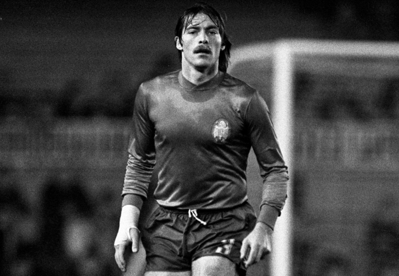 Migueli in action for Spain against England in 1980.