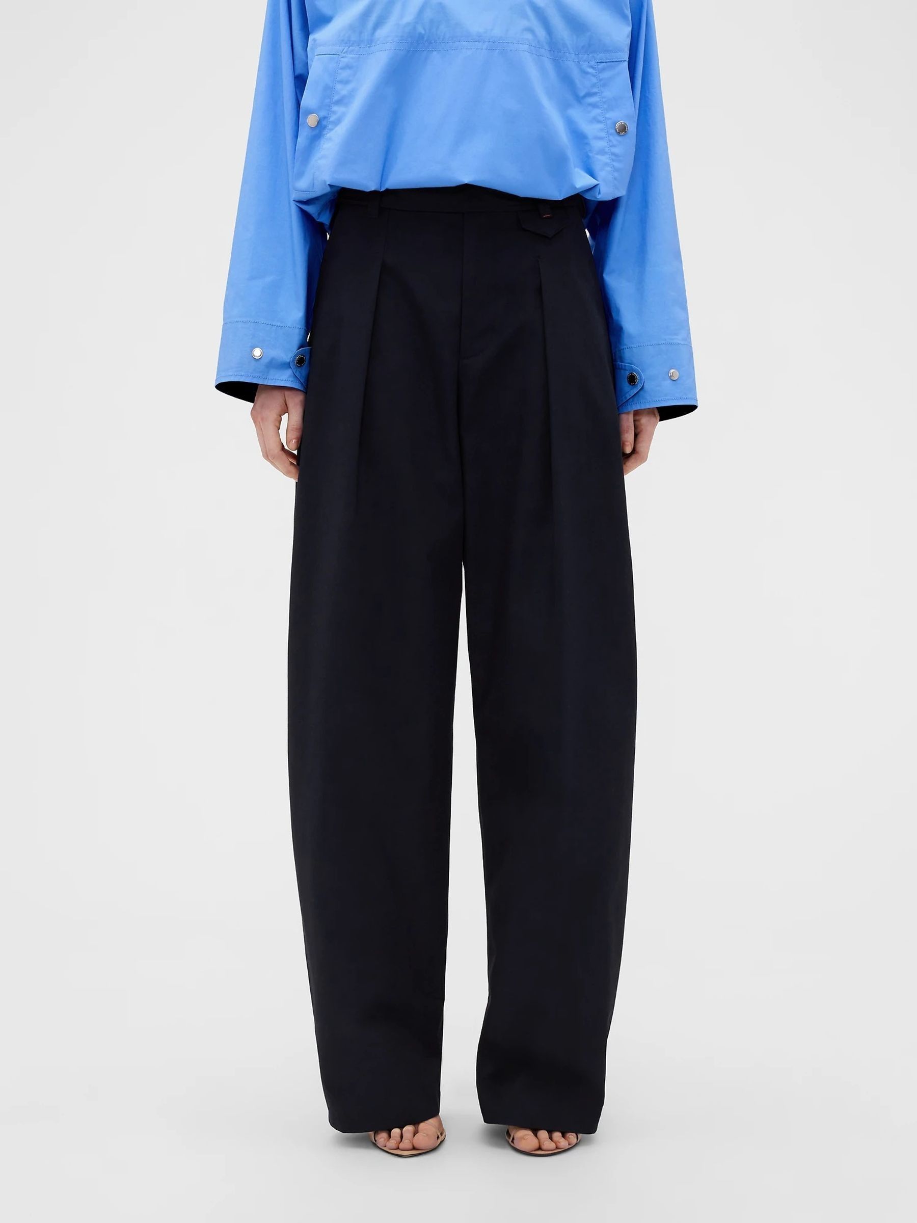 Gap X Victoria Beckham Navy High Waisted Pleated Arc Trousers