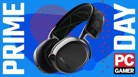 SteelSeries gaming headset on a Prime Day background