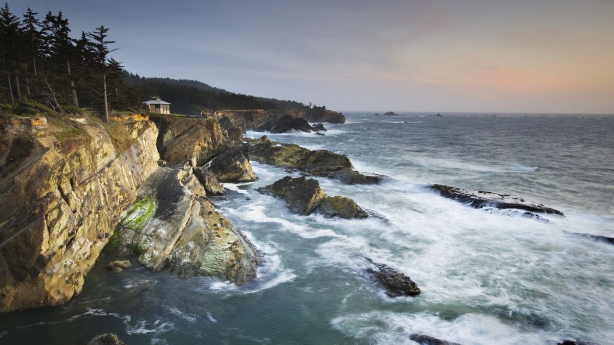 Rugged headlands of Shore Acres State Park on the Oregon Coast