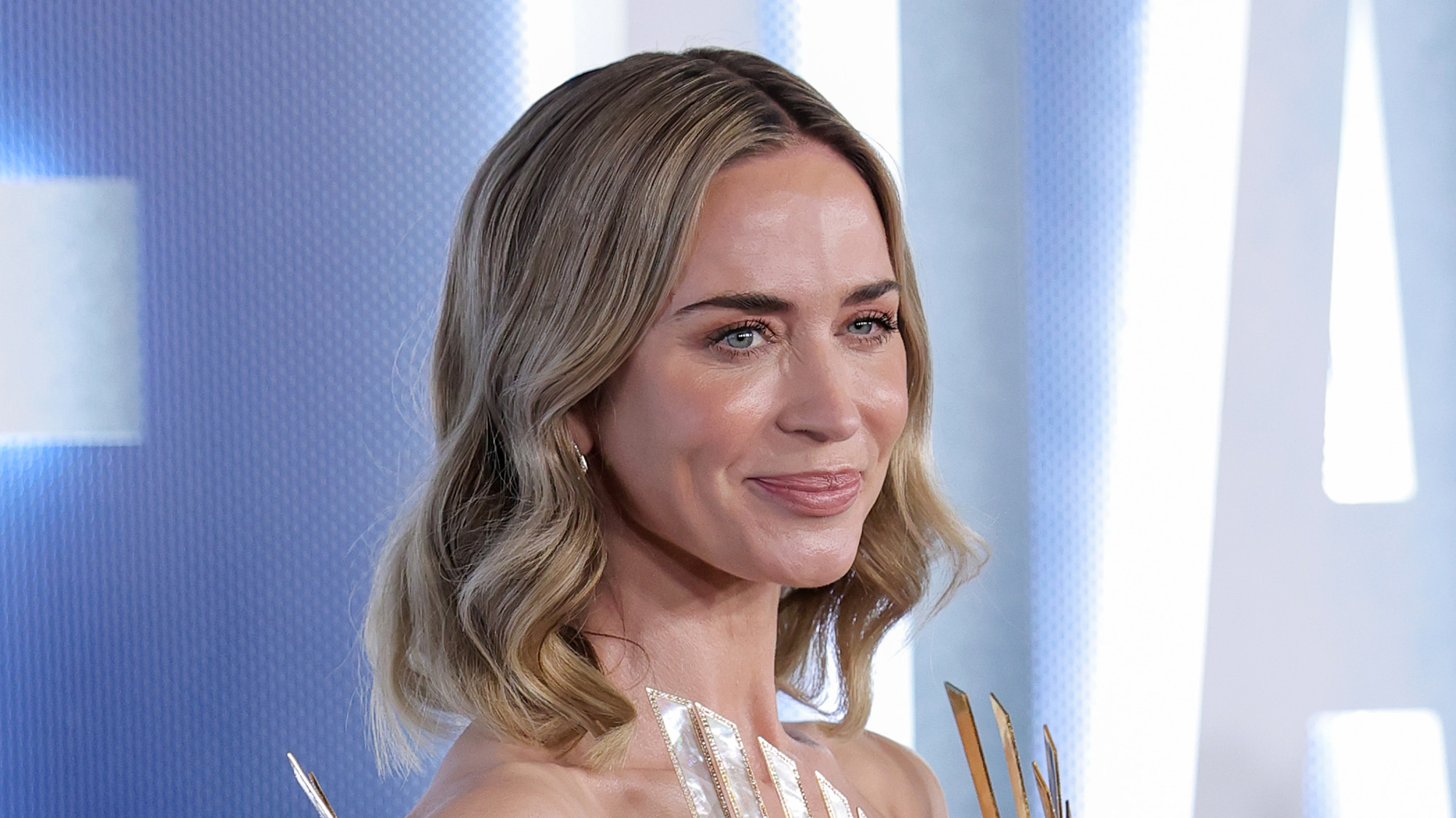 Emily Blunt smiles at photographers on the Disclosure Day New York red carpet June 8, 2026. 
