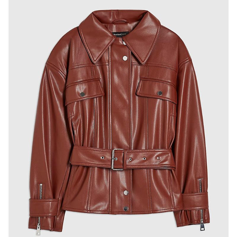 River Island , Faux Leather Belted Jacket