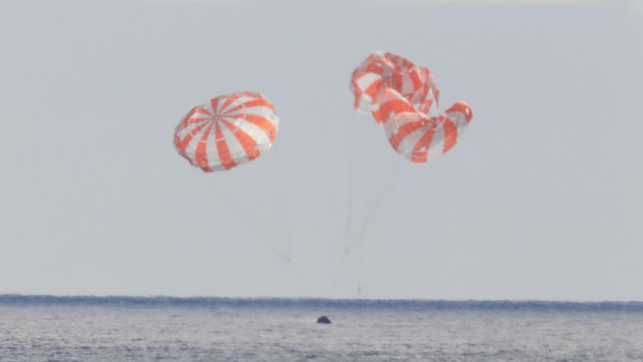 At 12:40 p.m. EST, Dec. 11, 2022, NASA&rsquo;s Orion spacecraft for the Artemis I mission splashed down in the Pacific Ocean after a 25.5 day mission to the Moon. Orion will be recovered by NASA&rsquo;s Landing and Recovery team, U.S. Navy and Department of Defense partners aboard the USS Portland ship.