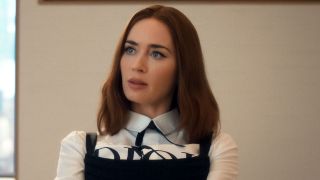 Emily Charlton (Emily Blunt) looks intrigued on The Devil Wears Prada 2.