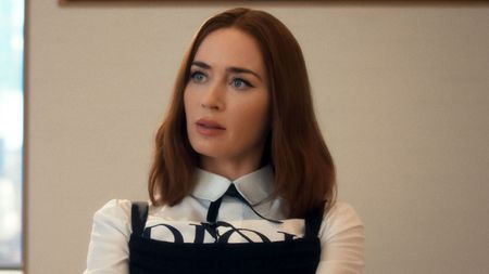 Emily Charlton (Emily Blunt) looks intrigued on The Devil Wears Prada 2.
