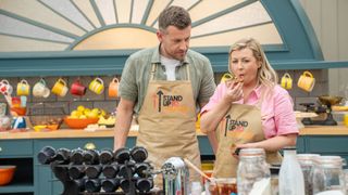 Chris and Rosie sample their baking in the tent