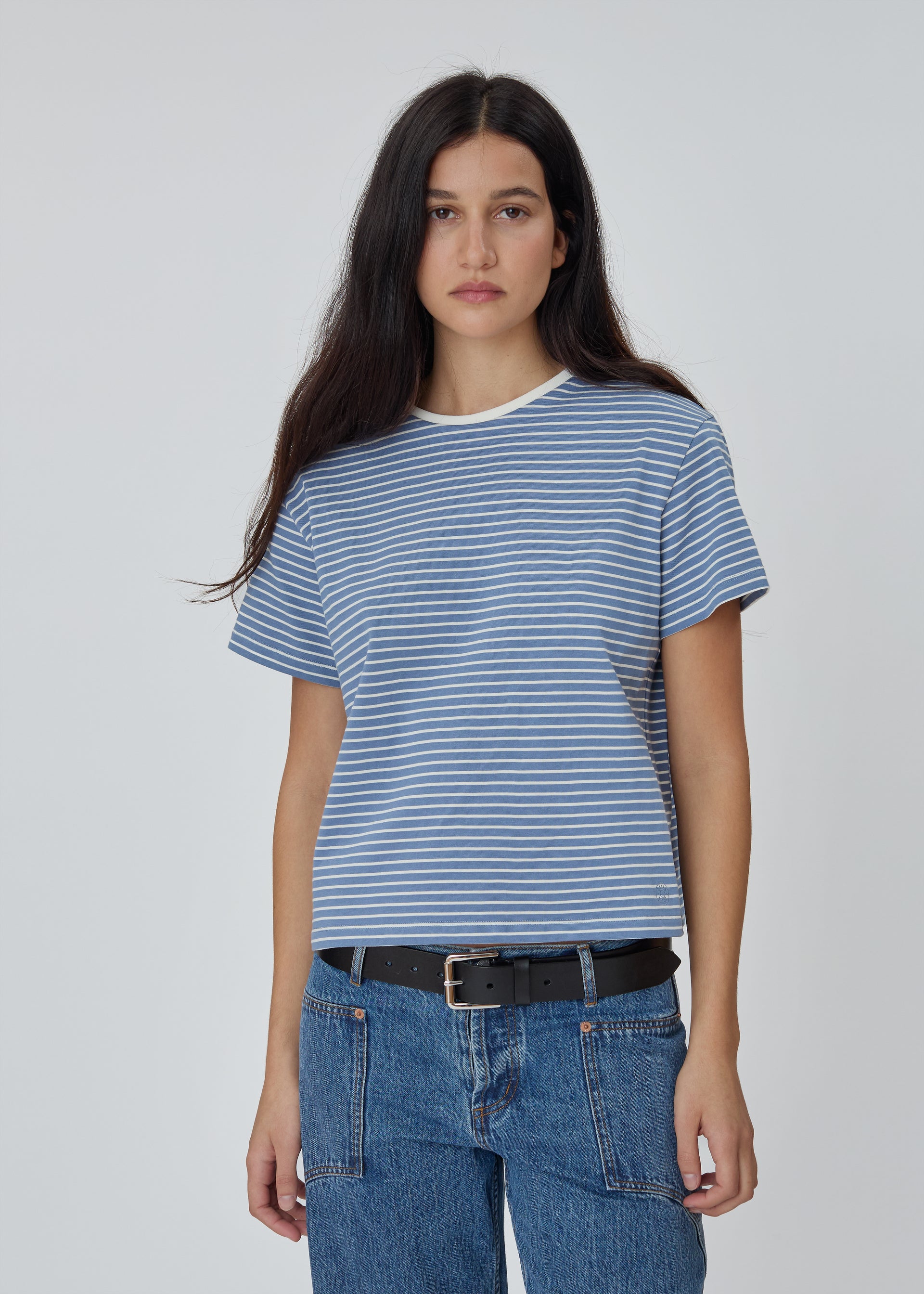 Stripe Tee in Blue - Xs