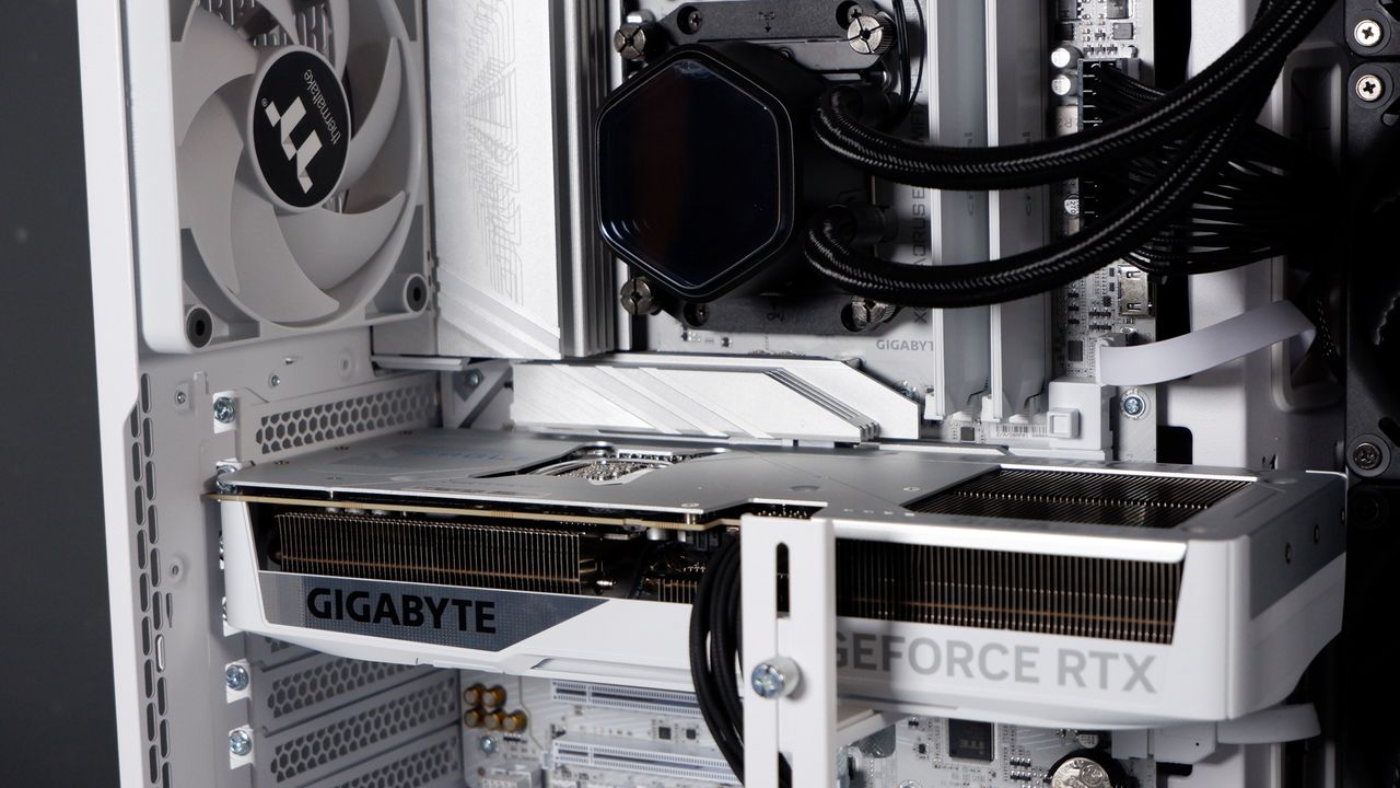 Thermaltake View 390 Air chassis on a desk. We're building a PC into it for testing and comparison with other PC cases.
