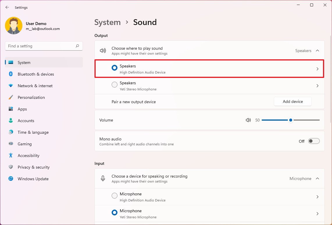 Windows 11 меняет аудиовыход по умолчанию