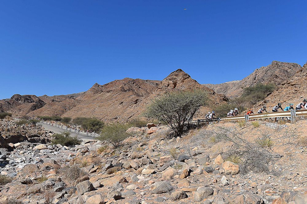 The peloton in action during Oman's final stage.