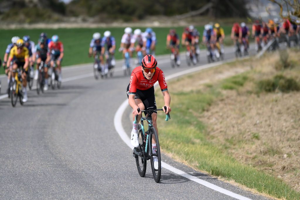 MOLINS DE REI SPAIN MARCH 25 Louis Barr of France and Team ArkaSamsic attacks during the 102nd Volta Ciclista a Catalunya 2023 Stage 6 a 1741km stage from Martorell to Molins de Rei UCIWT on March 25 2023 in Molins de Rey Spain Photo by David RamosGetty Images