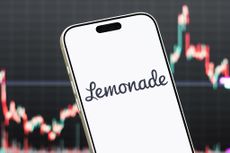 Lemonade Logo Shown on Smartphone with Latest Stock Market Chart