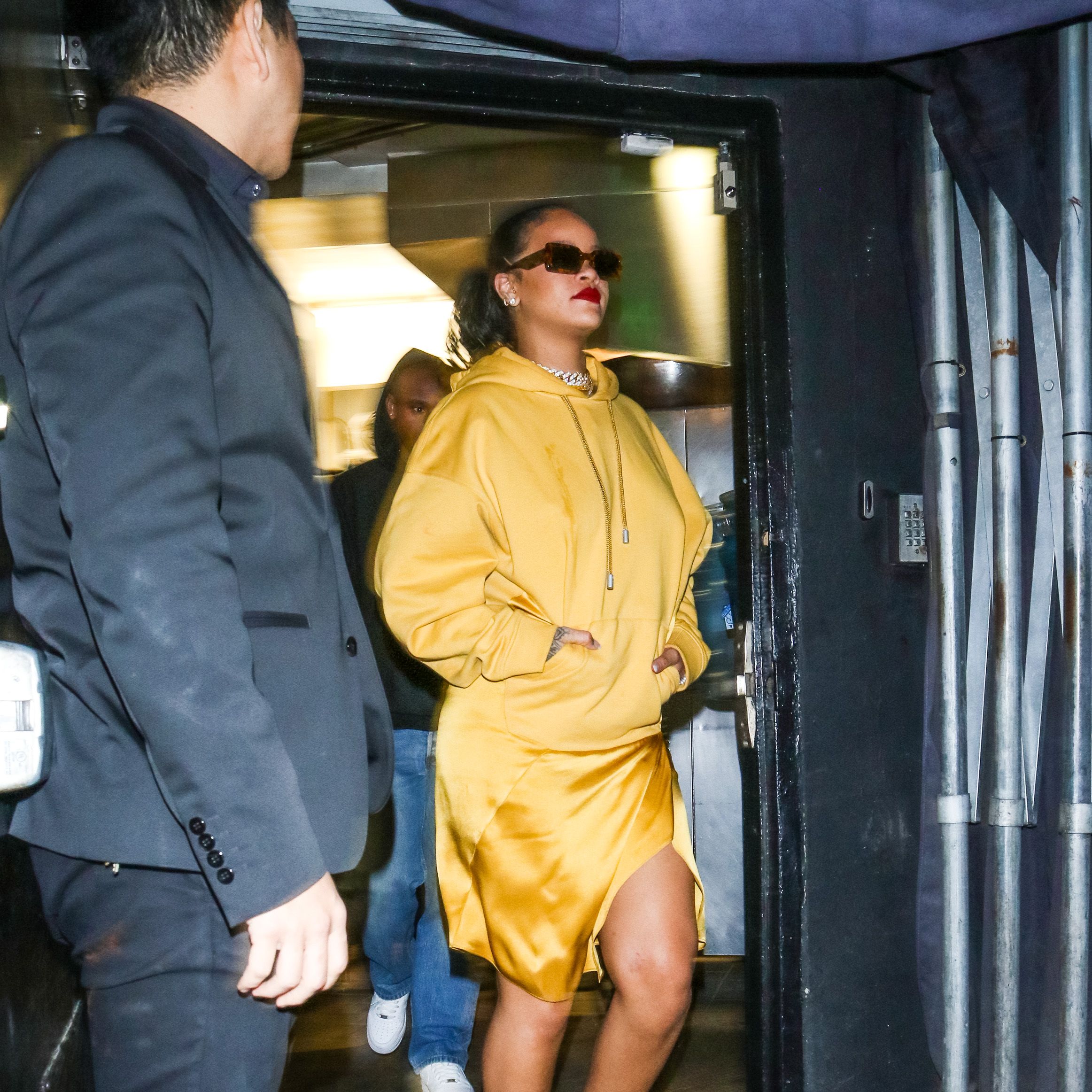 Rihanna Wears Black Dress With High Leg Slit for A$AP Rocky's Birthday