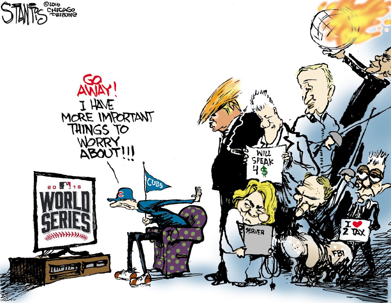 Political cartoon U.S. voter indifference World Series