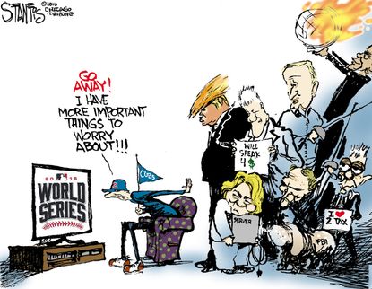 Political cartoon U.S. voter indifference World Series